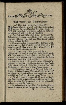 Zum Anfang des Kirchen-Jahres. - Jesus-Lieder, zu steter Vorhaltung der Seeligkeiten, die Christen in Jesu finden.