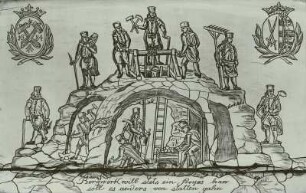 Elfenbeinbild, graviert mit Darstellung bergmännischer Szenen