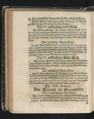 Der XIII. Articul. Von Gebrauch der Sacramenten.