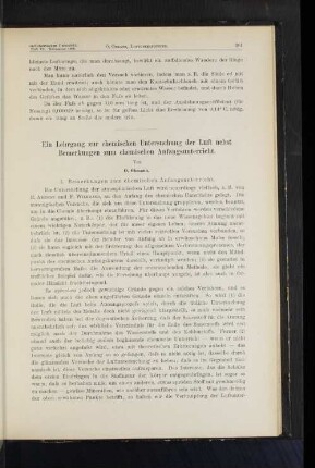 I. Bemerkungen zum chemischen Anfangsunterricht.