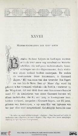 XXVIII. Historieschilders der XVIIe EEUW