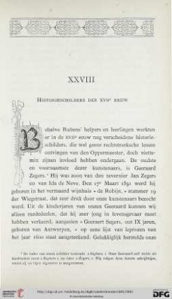 XXVIII. Historieschilders der XVIIe EEUW