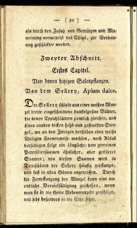 Zweyter Abschnitt. Von denen hitzigen Salatpflanzen.