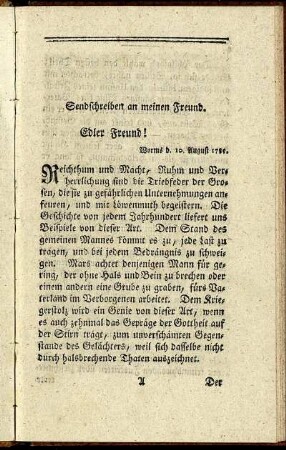 Sendschreiben an meinen Freund.