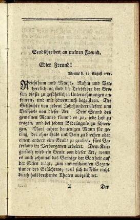 Sendschreiben an meinen Freund.