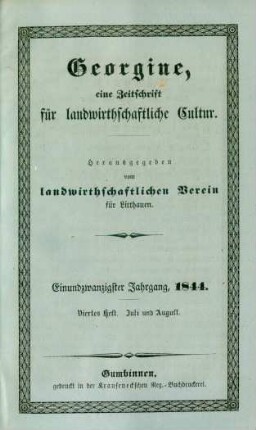 Einundzwanzigster Jahrgang, 1844. Viertes Heft. Juli und August.