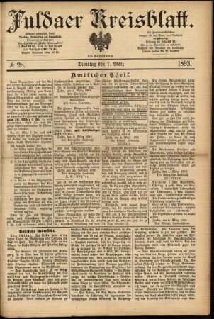 Ausgabe vom Dienstag, den 07. März 1893.