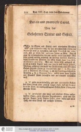 Von des Gebohrnen Statur und Gestalt