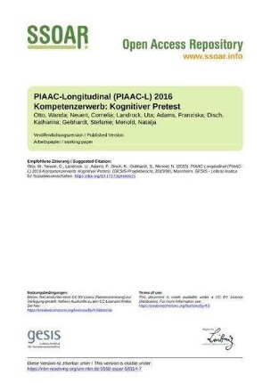 PIAAC-Longitudinal (PIAAC-L) 2016 Kompetenzerwerb: Kognitiver Pretest