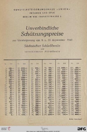 Unverbindliche Schätzungspreise