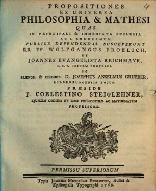 Propositiones ex universa philosophia & mathesi