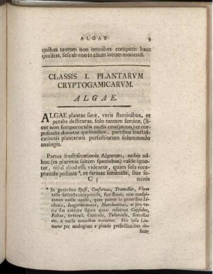 Classis I. Plantarum Cryptogamicarum. Algae