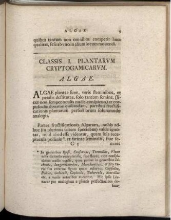 Classis I. Plantarum Cryptogamicarum. Algae
