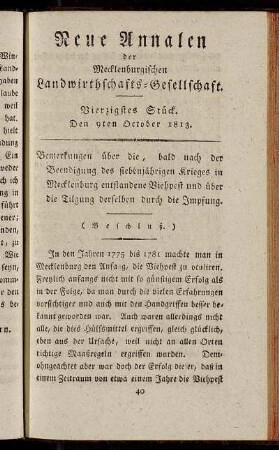 Vierzigstes Stück. Den 9ten October 1813.