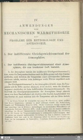 IV. Anwendungen der mechanischen Wärmetheorie auf Probleme der Meteorologie und Astronomie.