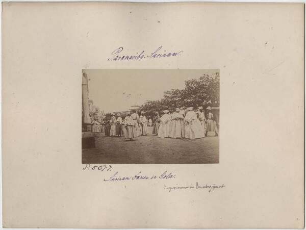 Street scene in Paramaribo ("Surinam ladies in Gala.")