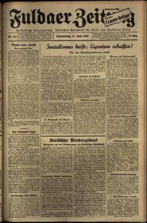 Erste Ausgabe vom Donnerstag, den 27. Juni 1935.