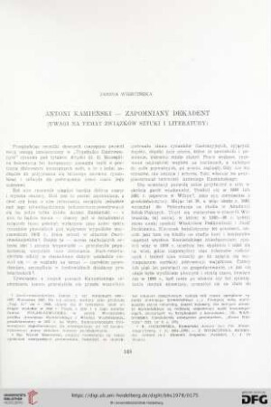 Antoni Kamieński - zapomniany dekadent : (uwagi na temat związków sztuki i literatury)