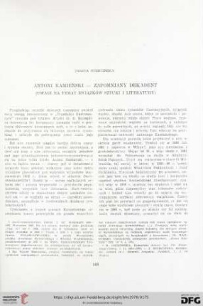 Antoni Kamieński - zapomniany dekadent : (uwagi na temat związków sztuki i literatury)