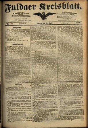 Ausgabe vom Freitag, den 30. April 1909.