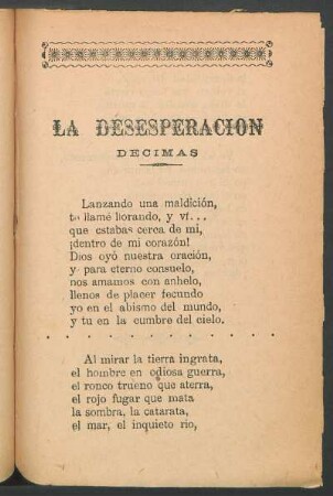 La desesperación : Décimas