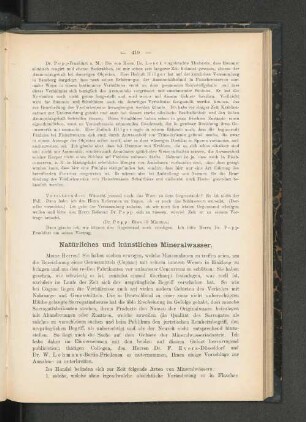 Natürliches und künstliches Mineralwasser.