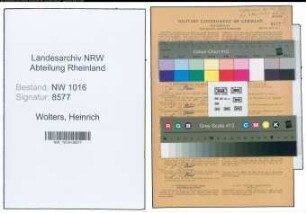 Entnazifizierung Heinrich Wolters , geb. 20.04.1876 (Schneidermeister)