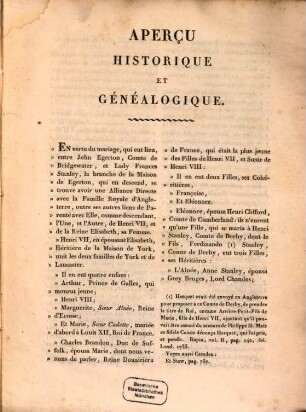 Aperçu historique et genealogique ...
