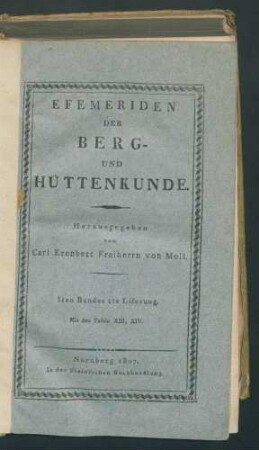Efemeriden der Berg- und Hüttenkunde... 3. Bd