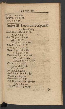 Index III. Locorum Scripturae explicatorum