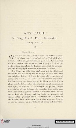 Ansprache bei Gelegenheit der Preisvertheilungsfeier am 17. Juli 1889