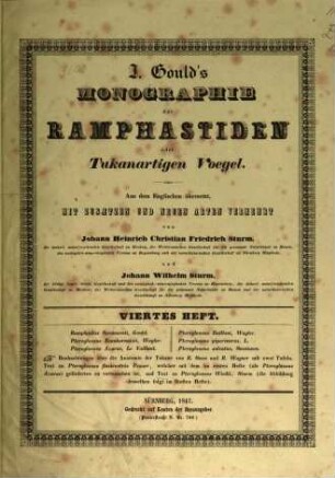 J. Gould's Monographie der Ramphastiden oder Tukanartigen Voegel