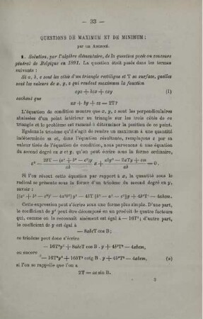 QUESTIONS DE MAXIMUM ET DE MINIMUM.
