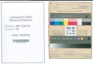 Entnazifizierung Matthias Acker , geb. 16.03.1900 (Lehrer)