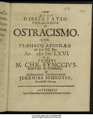 Dissertatio Philologica de Ostracismo