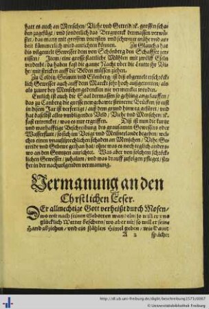 Vermanung an den Christlichen Leser