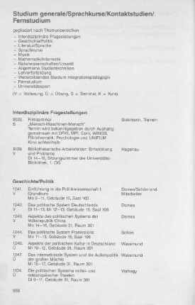 Studium generale/Sprachkurse/Kontaktstudien/Fernstudium