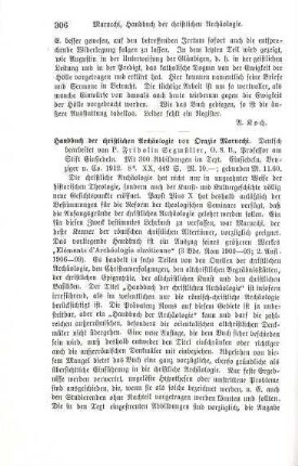 306-307 [Rezension] Marucchi, Orazio, Handbuch der christlichen Archaeologie