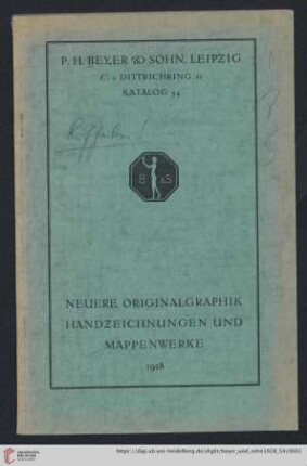 Nr. 54: Katalog: Neuere Originalgraphik, Handzeichnungen und Mappenwerke
