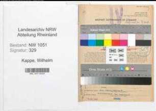 Entnazifizierung Wilhelm Kappe , geb. 04.06.1896 (Anwalt)
