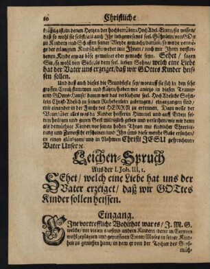 Leichen-Spruch Aus der 1. Joh. III, 1.