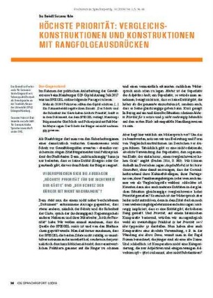 Höchste Priorität: Vergleichskonstruktionen und Konstruktionen mit Rangfolgeausdrücken