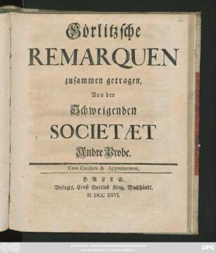 Probe 2: Görlitzsche Remarquen