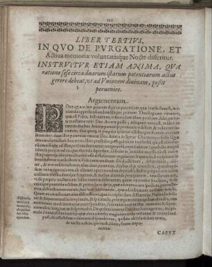 Liber Tertius, In Quo De Purgatione, Et Activa memoriae voluntatisque Nocte disseritur