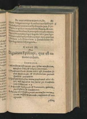 Caput XI. De Dignitate Episcopi, quae est ratione ordinis.