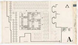 Wohn-Werksiedlung Märkisches Viertel, Berlin-Reinickendorf Gerätehof der Stadtreinigung: Lageplan mit Gerätehof und Wohnwerksiedlung, Blattnummer A1, 1:500