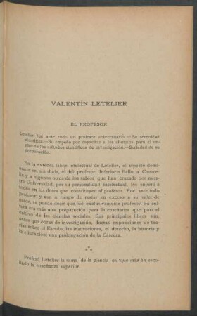 Valentín Letelier - El profesor