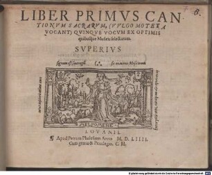 LIBER ... CANTIONVM SACRARVM, (VVLGO MOTETA VOCANT) QVINQVE [z.T.: ET SEX] VOCVM EX OPTIMIS quibusq́ue Musicis selectarum. 1. 1554, LIBER PRIMVS CANTIONVM SACRARVM, (VVLGO MOTETA VOCANT) QVINQVE VOCVM EX OPTIMIS quibusq́ue Musicis selectarum