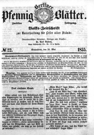 No. 22, Sonnabend, den 26. Mai