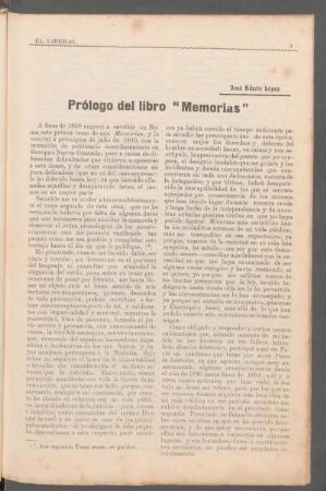 Prólogo del libro "Memorias"